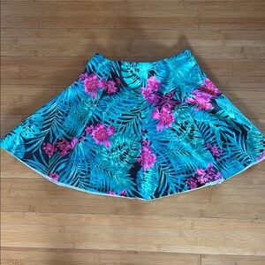 Vibrant Blue and Pink Mini Skater Skirt for Casual Resort Wear